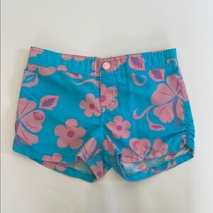 Roxy Blue and Pink Floral Swim Shorts Size 6 Kids